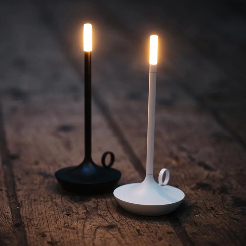 Sol Candlestick Cordless Table Lamp | Retro Rechargeable LED Bedside Night Light